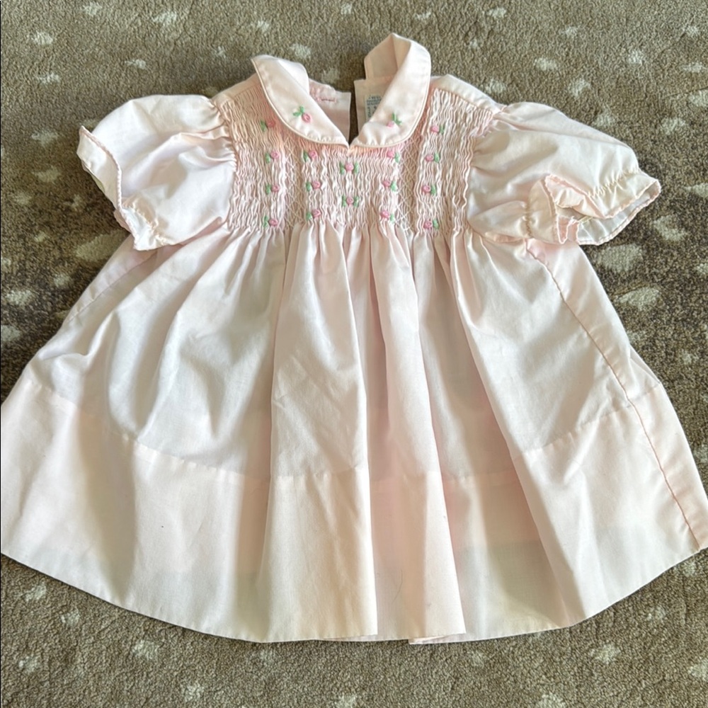 Little Angel Pink Smocked Baby Dress
